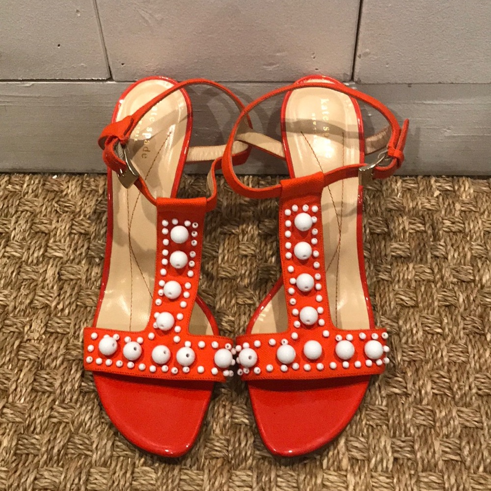 Orange and White Beaded Kate Spade Heels